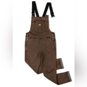 Ripton Women's Stretchy Denim Overalls - Dark Brown Orange Tint - Small